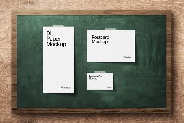 The Variant of Card Mockup on Chalkboard