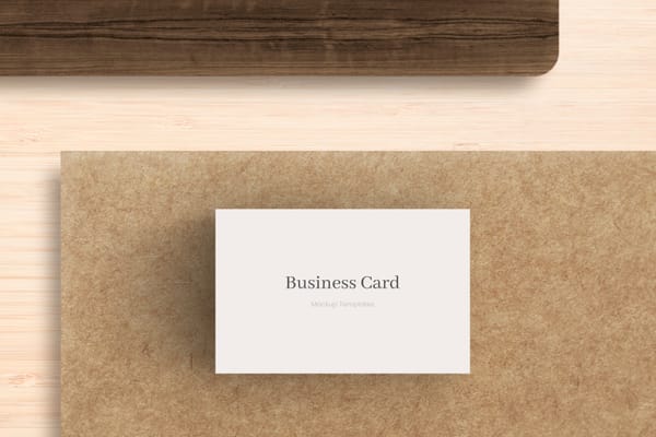 White Card Mockup with Kraft & Timber Surface