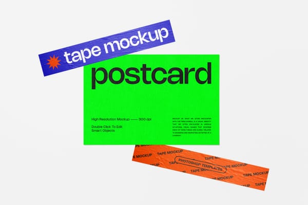 Postcard and Tape Mockup