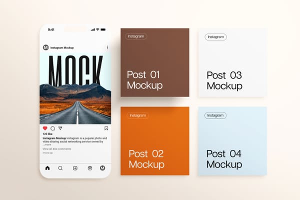 Brand Instagram Post Mockup On Linen Background
