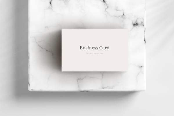 Business Card Mockup on White Marble Podium