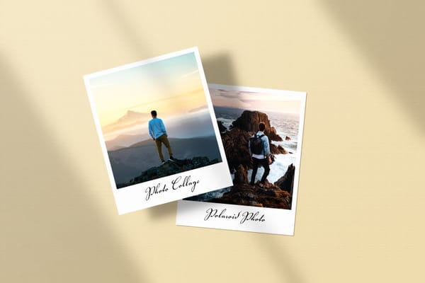Polaroid Photo Collage Mockup with Shadow