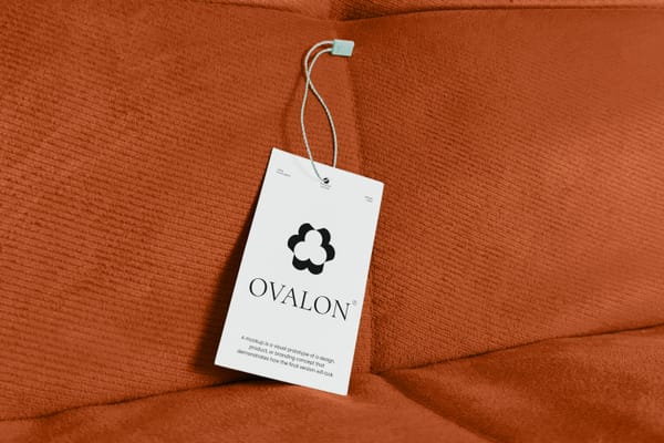 Realistic Tag Mockup On Sofa