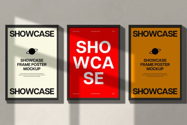 Three Frame Poster Mockup with Shadow