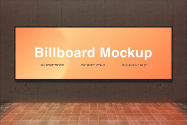 Realistic Wall Billboard Mockup