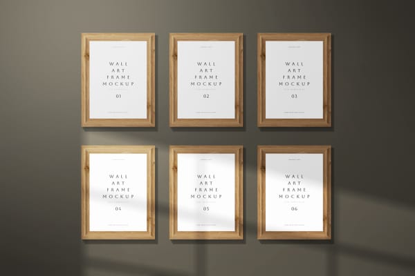 Frame Mockup Grid Layout on Shadowed Backgound