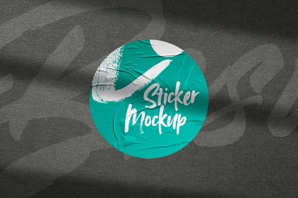 Glued Sticker Mockup