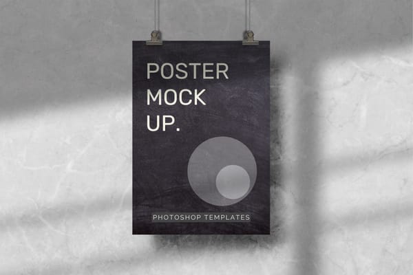 Hanging Poster Mockup With Shadow