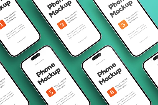 Lined Up Mobile Phone Mockup
