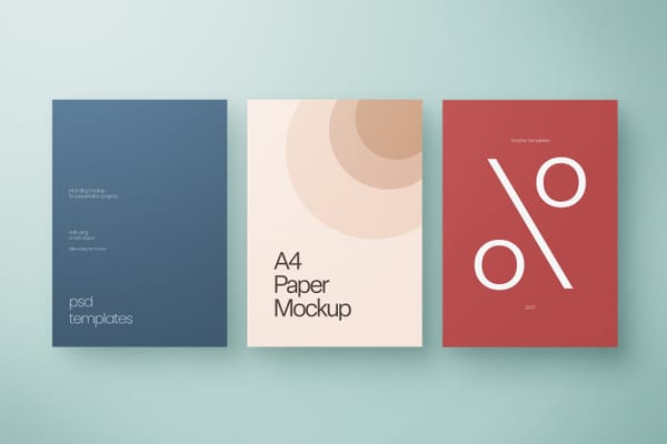 Minimal Triple A4 Paper Mockup Scene