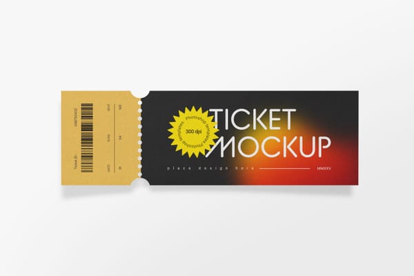 Ticket Mockup with Gradent Background