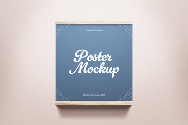 Square Wooden Frame Canvas Mockup