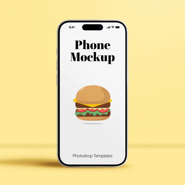 Standing Phone Mockup On Yellow Background