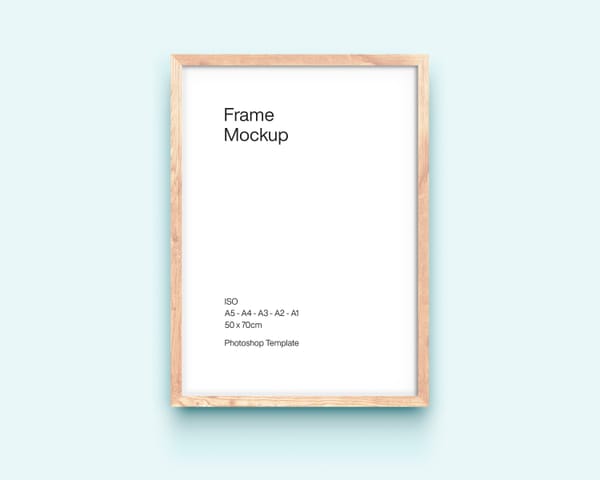 Wooden Texture ISO Frame Mockup with Light Blue Color