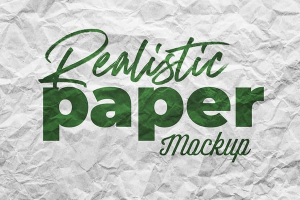 Realistic Crumpled Paper Mockup Template
