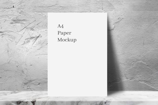 A4 White Paper Mockup with Rough Cement Wall Texture