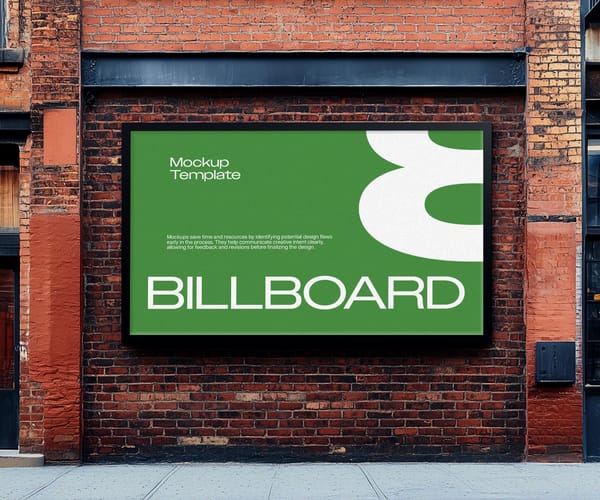 Billboard on Brick Wall Mockup
