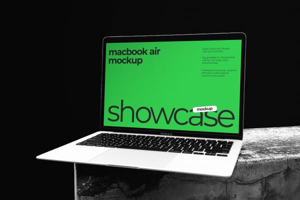 Macbook Mockup On Dark Background