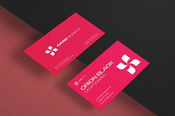 Red Rose Business Card Mockup