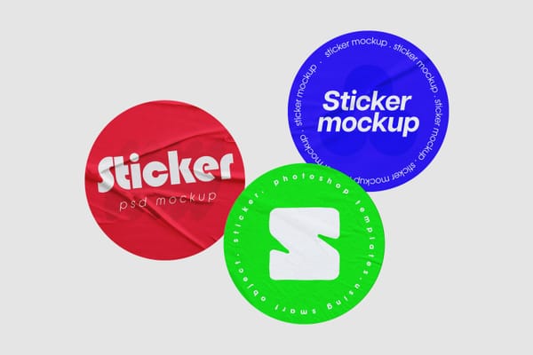 Three Circle Sticker Mockup