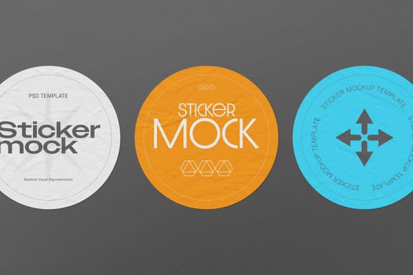 Triple Wrinkled Sticker Mockup