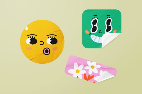Three Glued Sticker Mockup