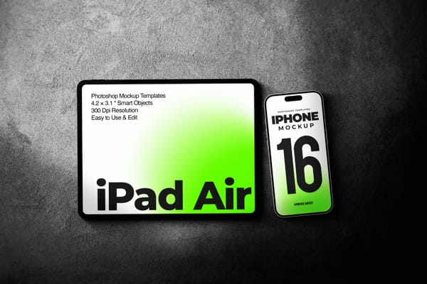iPad and iPhone Mockup on Cement