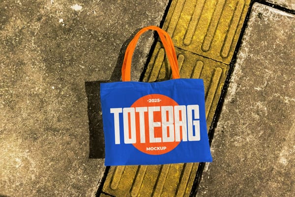 Tote Bag Mockup on Pavement