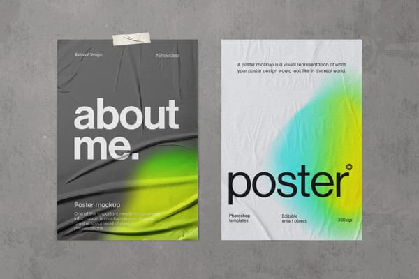 Glued Tape Poster Mockup