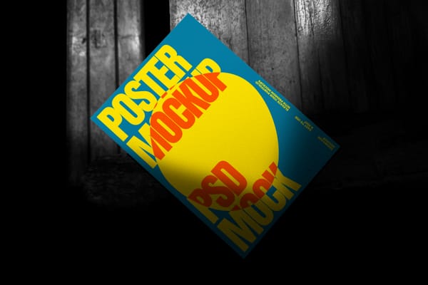 Poster Mockup On Wood Background
