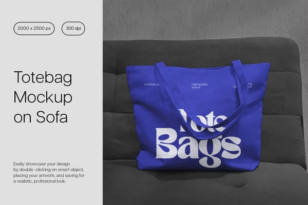 Minimal Totebag Mockup On Sofa