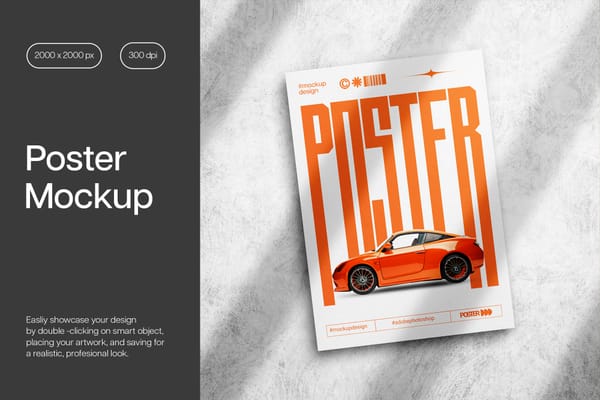 Square Poster Mockup on Wall