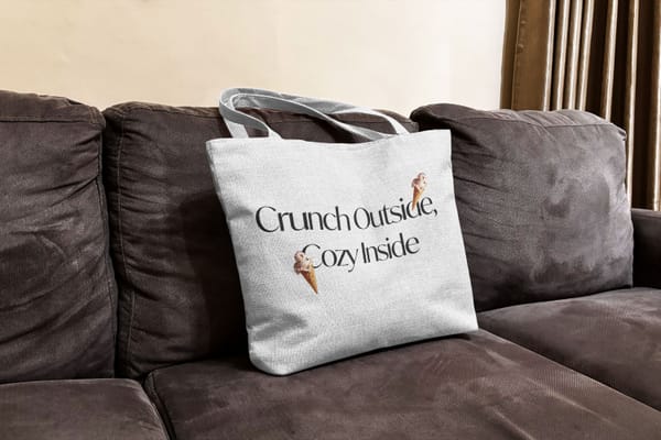 Totebag Mockup on Brown Sofa