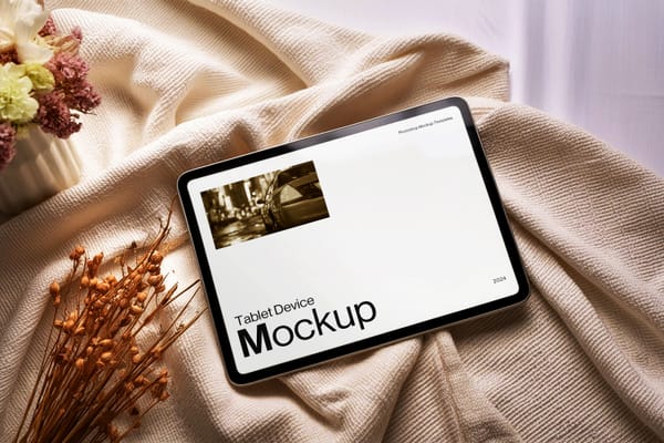 Device Tablet Mockup On Fabric