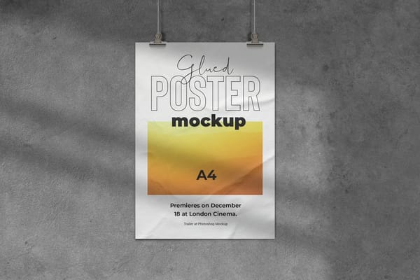 Glued Vertical Poster Mockup