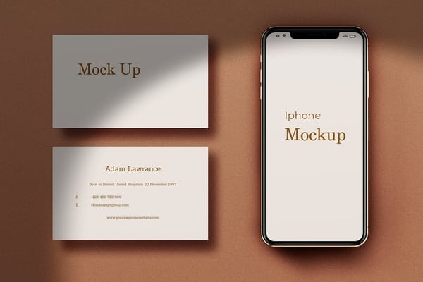 iPhone and Business Card Mockup