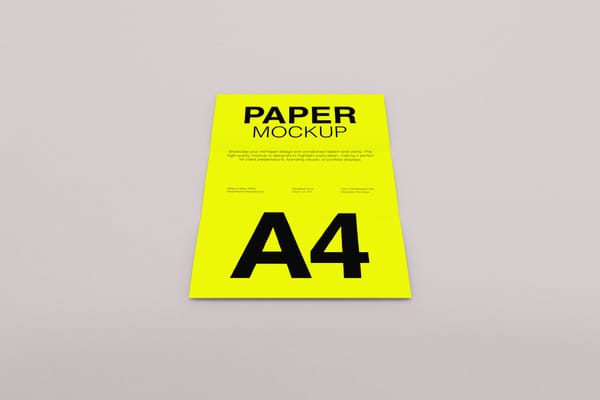 Minimal A4 Folded Paper Mockup