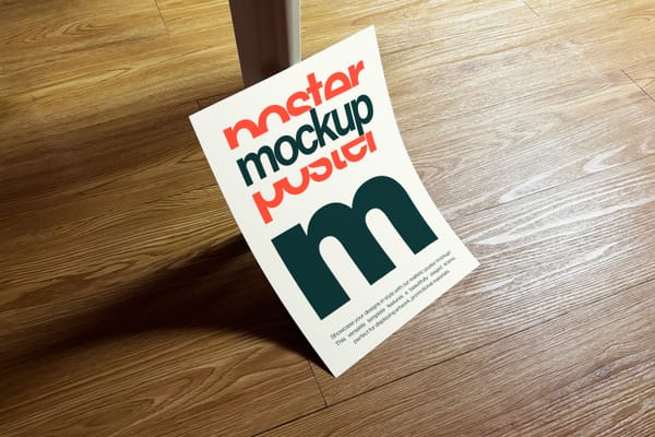 Poster Mockup on Wooden Floor