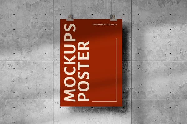 Red Maroon Hanging Poster Mockup
