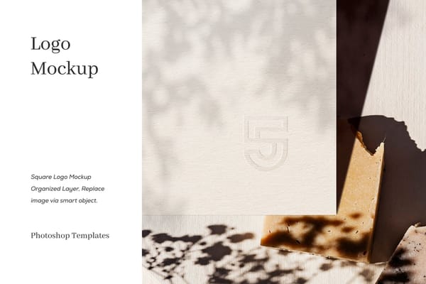 Square Logo Mockup With Leaf Shadow