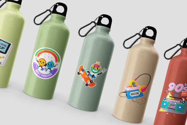 Stickered Tumbler Bottle Mockup Set of Five