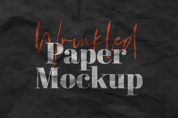 Wrinkled Paper Mockup Black Background