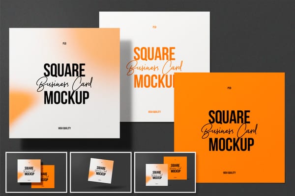 Square Business Card Mockups