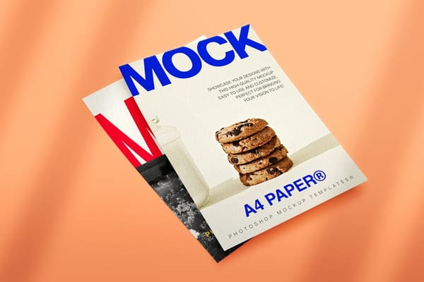A4 Paper Mockup on Orange Background