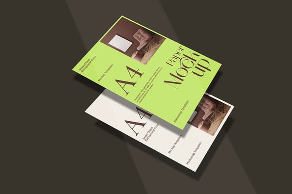 Realistic Overlap A4 Paper Mockup