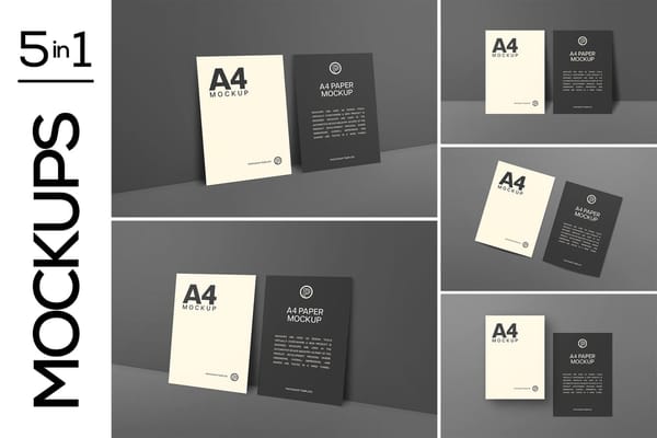 Isometric A4 Paper Mockup Template