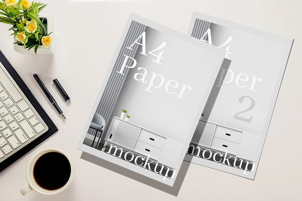 A4 Paper with iPad Pro Mockup