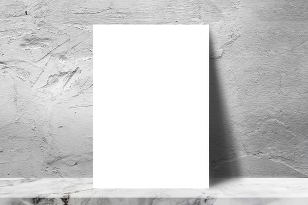 A4 Poster Mockup Stand on Podium Rough Wall