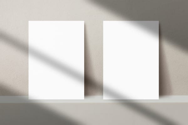 A4 Poster Mockup Stand on Podium with Shadow