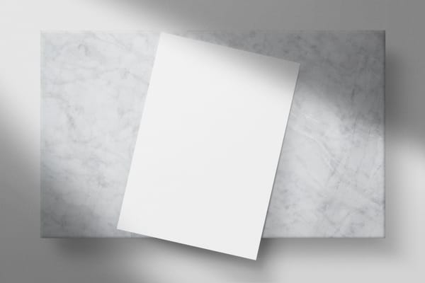 A4 Poster Mockup on Marble Podium with Shadow